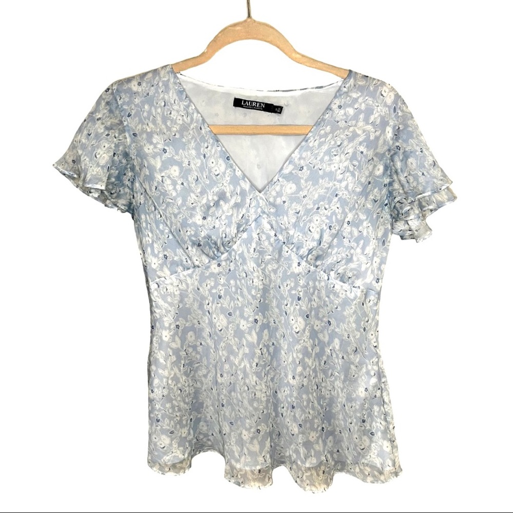 Ralph Lauren Women’s Floral Blouse in Light Blue
